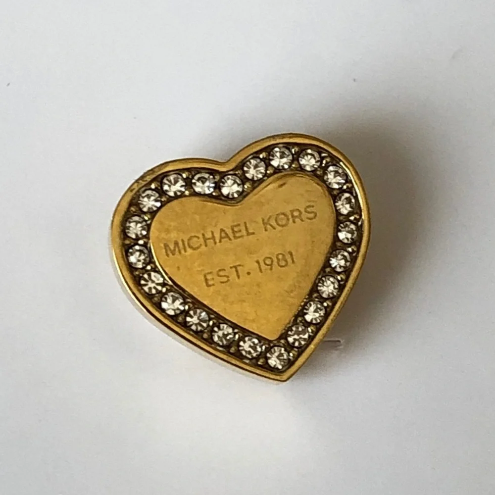 Michael Kors Gold Plated Stainless Steel Crystal Heart Stud Earrings NWT